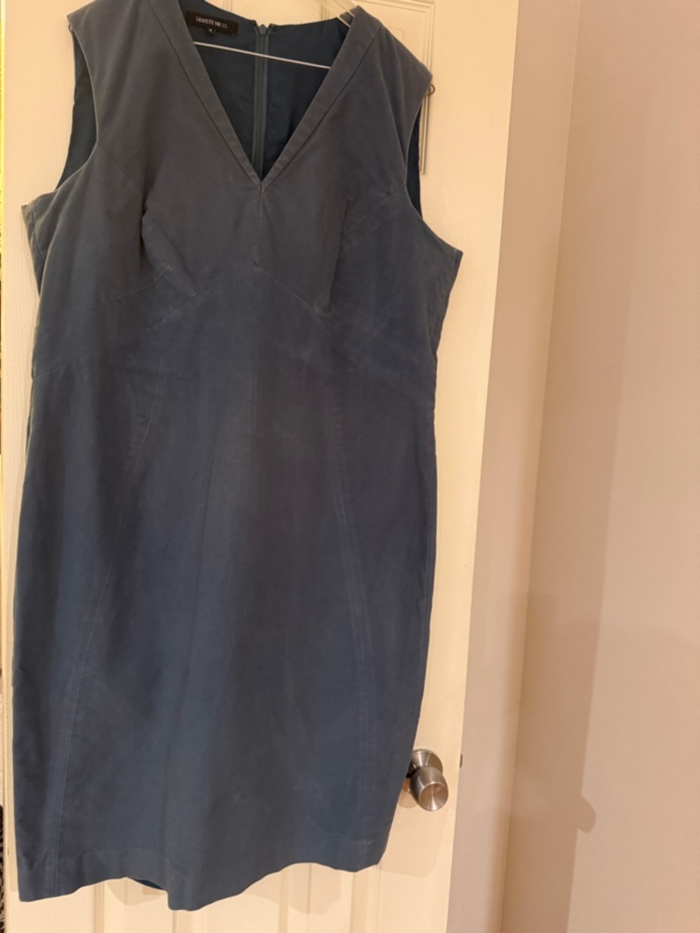 Lafayette 148 Green V-Neck Midi Sheath Dress